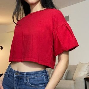 Ruffle Short-Sleeve Crop Top